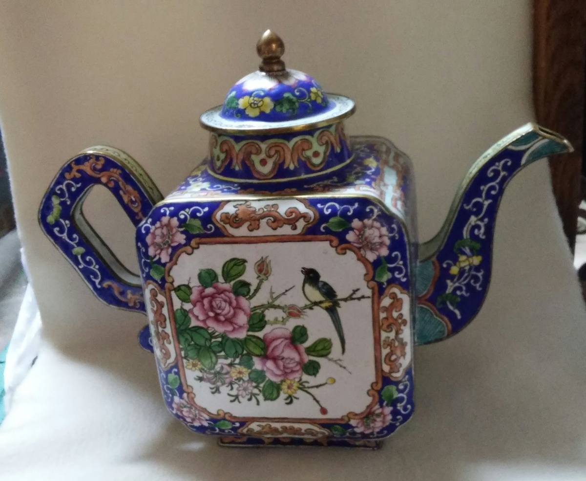 Beautiful Enamel Teapot With Floral Design Collectors Weekly