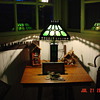 Green Slag Glass Lamp...Arts and Craft Era
