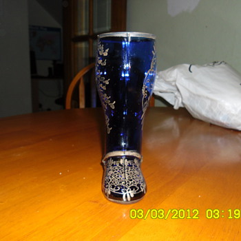 Old blue glass boot - Art Glass