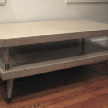 mid-century light blond oak coffee table - would love info!