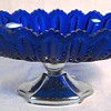 Cobalt glass Compote & turn of the century Czechoslovakian Dresser Bottle