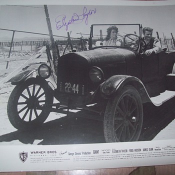 Giant movie still signed by Liz Taylor