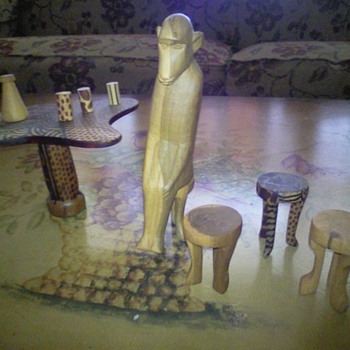 African?  Table, Chairs, Cups, Monkey 