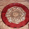 Fancy Red and clear glass serving tray