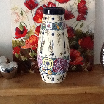 Tall amphora pottery vase