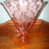 Unusual "pink" glass V-shaped Vase
