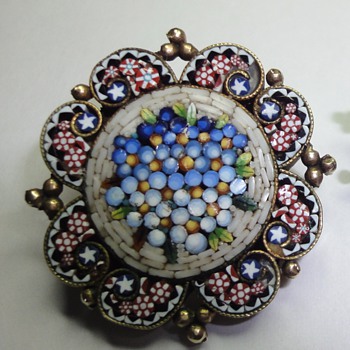 Vermeil Micro Mosaic little brooch - Fine Jewelry