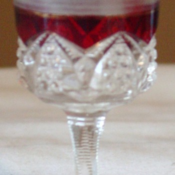 Ruby stained, etched "Mother" Cut glass Dated 1905 - Glassware