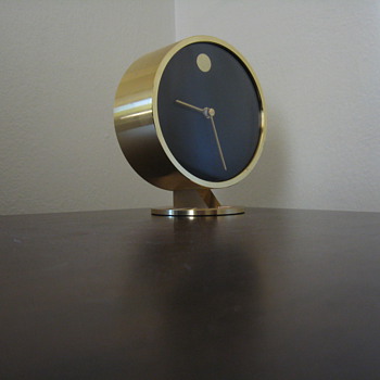 VINTAGE HOWARD MILLER MID CENTURY MODERN BRASS CLOCK - EAMES - GEORGE NELSON ERA - Clocks