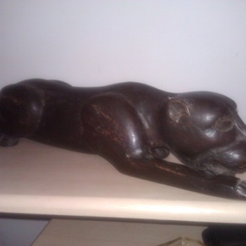 Black panther wood sculpture~Anotomically correct~African? Very old.   - Animals