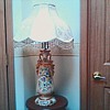 Beautiful Hand Painted Oriental Floral Lamp with Gold Accents / Circa 1940's