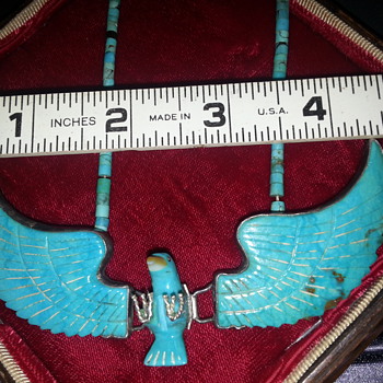 UNIQUE TURQUOISE & SILVER THUNDERBIRD NECKLACE - Native American