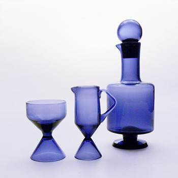 Decanter and creamer+sugar bowl set, Tamara Aladin (Riihimäki, 1960s) - Art Glass