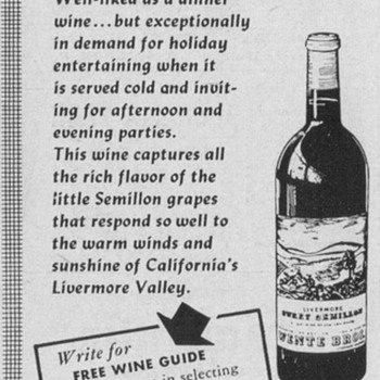 1953/54 Wente Bros. Wine Advertisement - Advertising