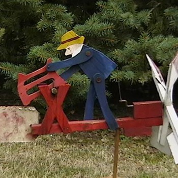 Man Sawing Log Whirligig