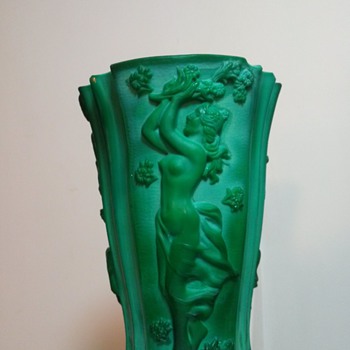 Bohemian Malachite glass vase c1930 - Art Glass