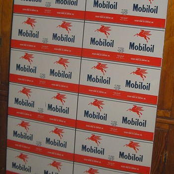 MOBILOIL CO. UNCUT SHEET OF CANS