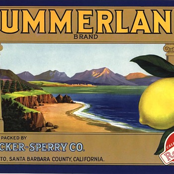 Summerland lemon crate label Montecito Santa Barbara 1930s - Advertising
