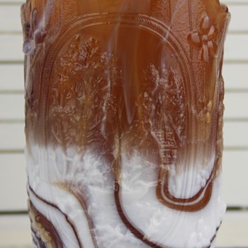 Imperial Glass #514 Wildmill caramel slag glass pitcher