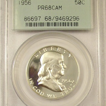 1956 Type Two Franklin Half Proof in the grade of Proof 68 Cameo