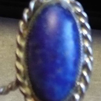 Archeology: Silver brooche with Lapis lazuli (semiprecious stone) - Fine Jewelry