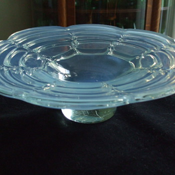 Light Blue OPALESCENT Bowl- Drapery Design- Who Made This? - Art Glass