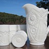 Pressed Milk Glass Pitcher and tumblers