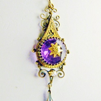 Antique Victorian Amethyst Pearl Enamel Mourning Pendant Lavaliere 12k - Fine Jewelry