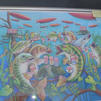 Schmidt's beer "Drink like a fish" original artwork - Breweriana