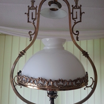 Chinwasori Style Hanging Brass Ceiling Lantern/Converted Gas Lamp - Lamps