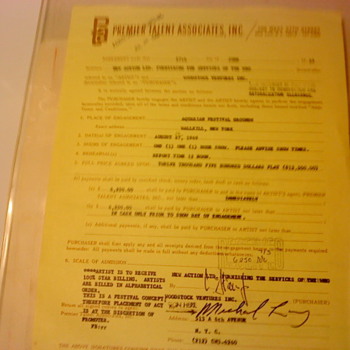 woodstock contract - Music