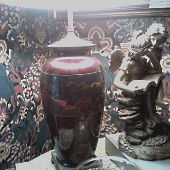 My Grandmother's Japanese Hand Painted Lacquer Lamp / Circa" As Long as I Can Remember " - Lamps