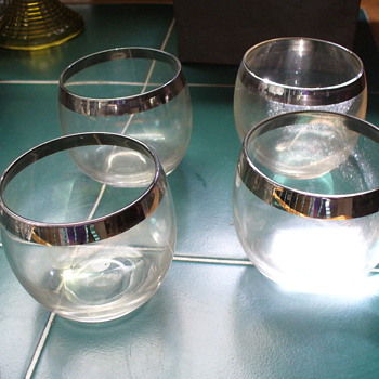Mad Men Dorothy Thorpe  Roly Poly Silver Band Glasses - Glassware