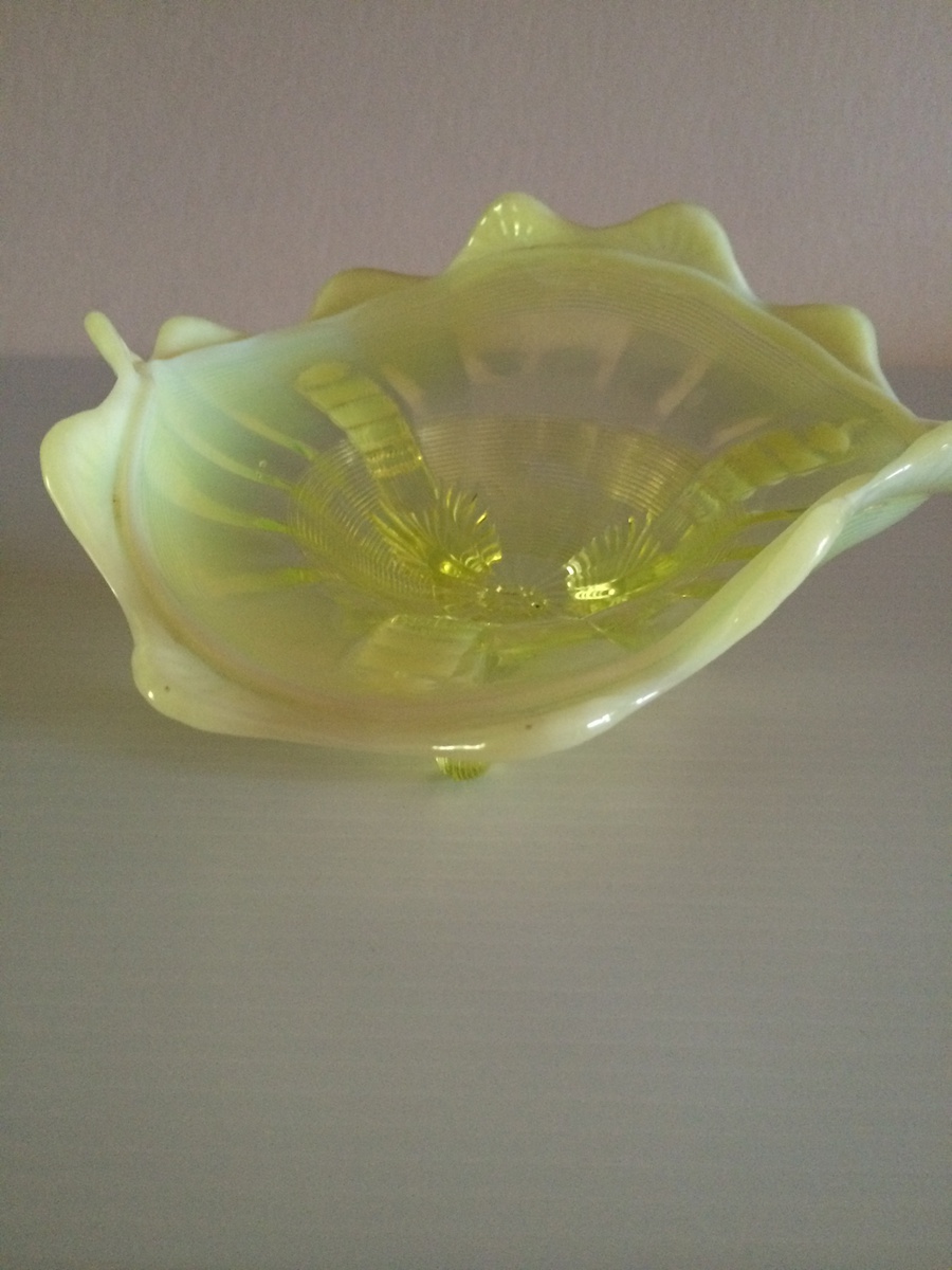 Yellow. Lime Vaseline Glass ?Candy Dish Collectors Weekly