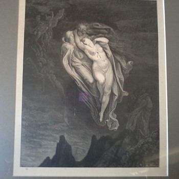 Gustave Dore Etching by Engraver Pannemaker, from Inferno Canto 5, "The Unfortunate Love of Paolo and Francesca" - Posters and Prints