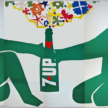 (4) 21'x10' vintage 7Up UnCola billboard posters, 1971 - Advertising