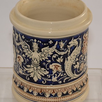 Antique Cermanic Blue German? Pottery Crock Stoneware with Makers Mark Unknown