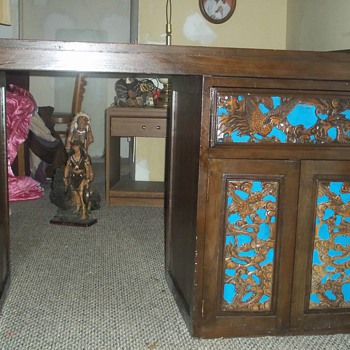Falcon & Dragon Carved Desk