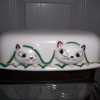 Holt Howard Pixieware Cat Butter Dish- 1950's - Kitchen