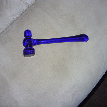 colbalt blue hand blown glass ball pean hammer - Art Glass