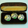 A set of three nice sterling silver enameled Art Nouveau buttons