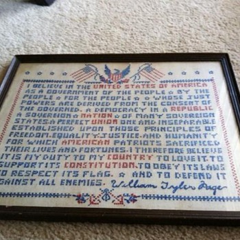 "American's Creed" by William Tyler Page (1917) Sampler - Folk Art