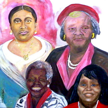 Four Generation Portrait Painting using Acrylic medium on gallery canvas - Visual Art