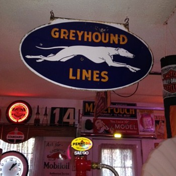Greyhound Lines Double Sided Porcelain Sign...Three Colors - Signs