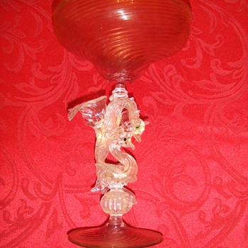 Venetian Glass Compote with Dragon stem - Art Glass