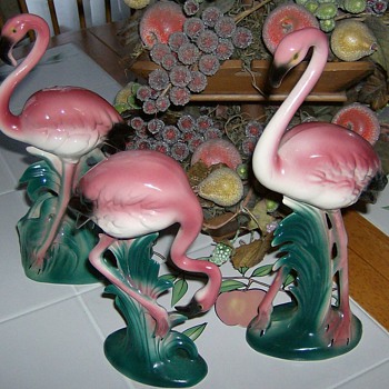 The Three Flamingos!! - Art Pottery