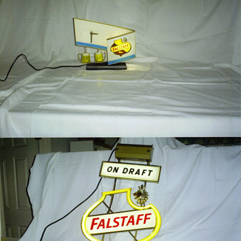 My Dad's Falstaff beer clock and sign