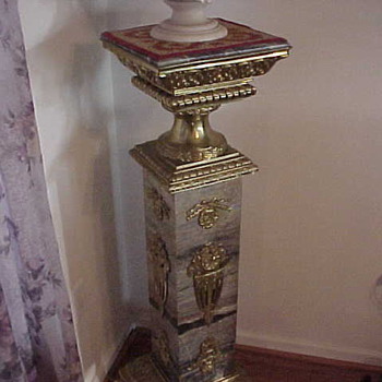Pair of French Marble & Bronze Pedestals