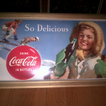 1958? Coca Cola cardboard sign w/ frame - Coca-Cola