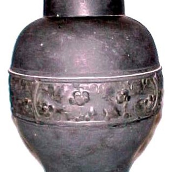 Unidentified French black pate de verre vase. I